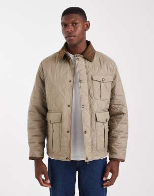 Jack & Jones Jack & Jones quilted jacket with cord collar in beige-Neutral