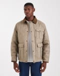 [Jack & Jones] Jack & Jones quilted jacket with cord collar in beige-Neutral M Brindle
