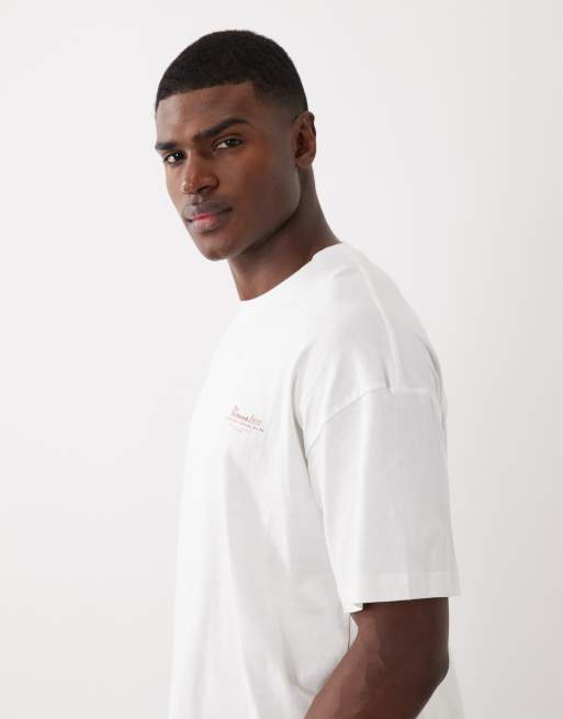 Jack & Jones - Råhvid oversized T-shirt med vinprint på ryggen, 4 af 5
