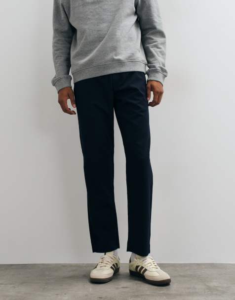 Jack & Jones raka byxor med dragsko i marinblått - view 1