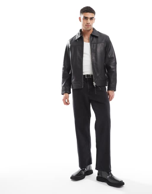 ジャケット・アウター PAIR SLOPE short leather Harrington jkt Leather Harrington Jacket | Autograph | M&S