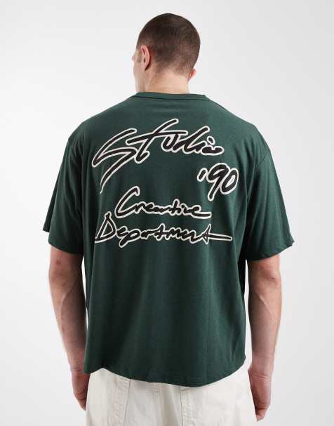 Jack & Jones - Recht T-shirt met Studio-print op de achterkant in groen - view 1