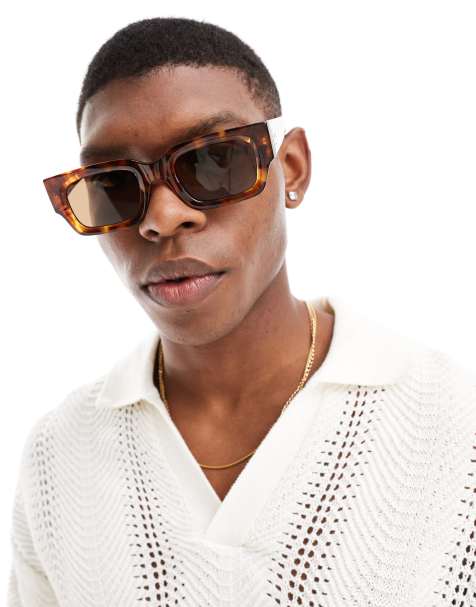 Jack & Jones – Rechteckige Sonnenbrille in Braun - view 1