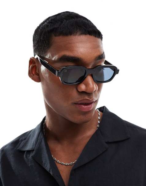 Jack & Jones rectangle sunglasses in black - view 1