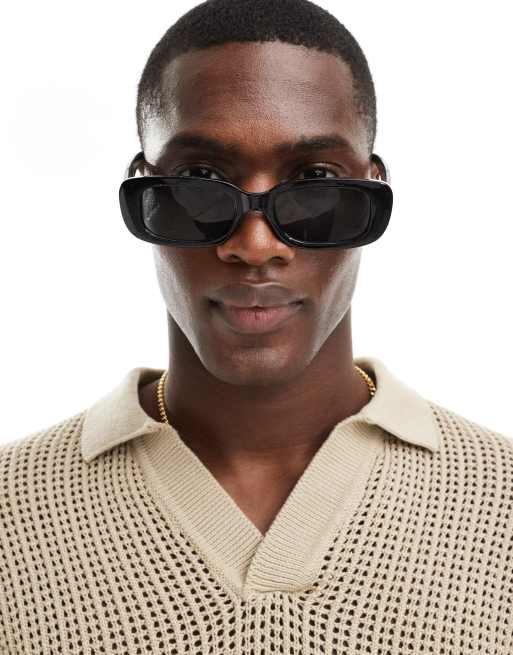 Jack & Jones rectangle sunglasses in blue 
