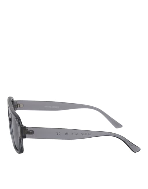 Jack & Jones rectangular sunglasses in graveyard grey, 2 of 7