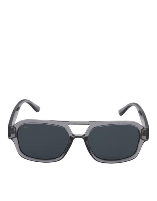 Jack & Jones rectangular sunglasses in graveyard grey, 6 of 7