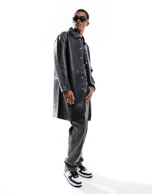 Jack & Jones – Regenmantel aus Kunstleder in Schwarz, 2 von 4