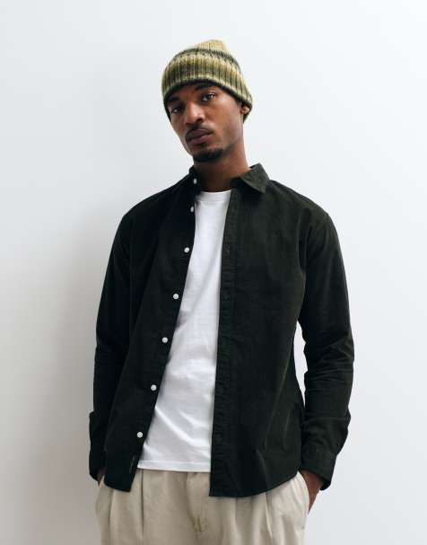 Jack & Jones regular cord overhemd in donker olijfgroen - view 1