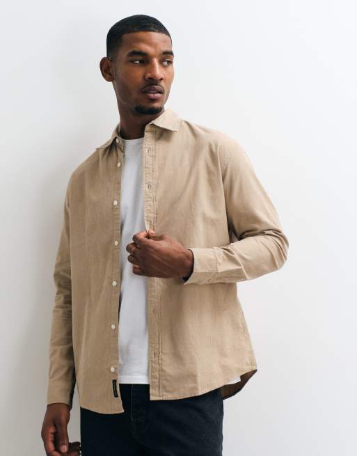 Jack & Jones regular corduroy overhemd in beige, 5 van 5
