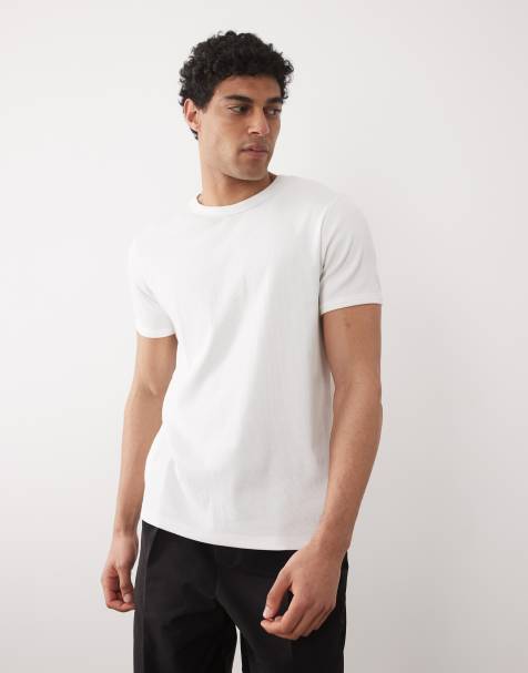 Jack & Jones - Regular-fit geribbeld T-shirt in wit - view 1