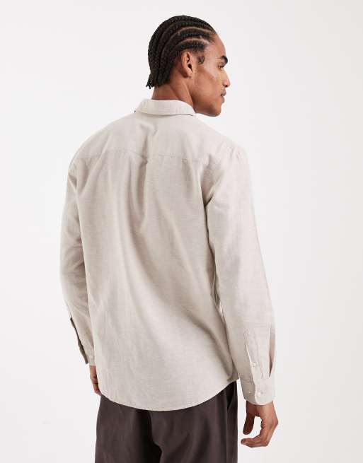 Jack & Jones - Regular-fit overhemd van linnenmix in beige, 3 van 5