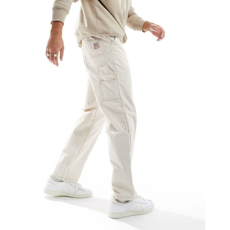 Jack & Jones relaxed fit carpenter pants in off white | ASOS