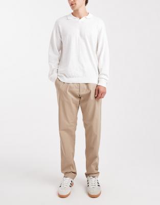 Jack & Jones Relaxed Fit Chino With Drawstring Waist In Neutral