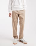 [Jack & Jones] Jack & Jones relaxed fit chinos with drawstring waist in beige-Neutral M Crockery