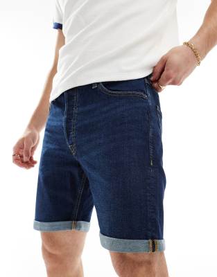 Jack & Jones Relaxed Fit Denim Shorts In Dark Blue