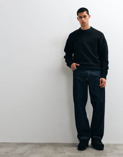 Jack & Jones relaxed fit fluffy jumper in black, 2 of 5