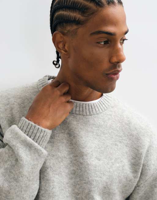 Jack & Jones relaxed fit fluffy sweater in light gray, 3 of 5