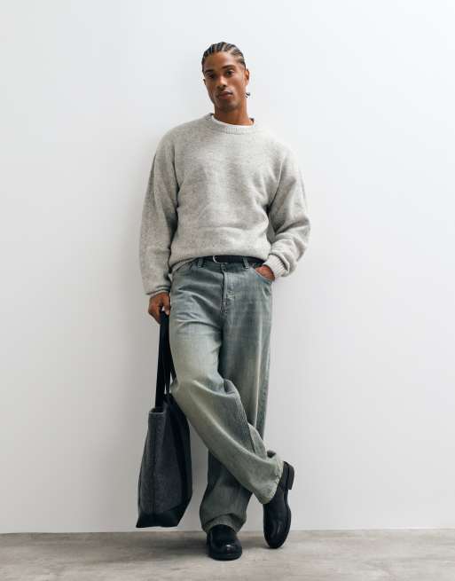 Jack & Jones relaxed fit fluffy sweater in light gray, 5 of 5