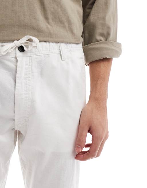 Jack & Jones relaxed fit linen blend trouser in white, 5 of 5