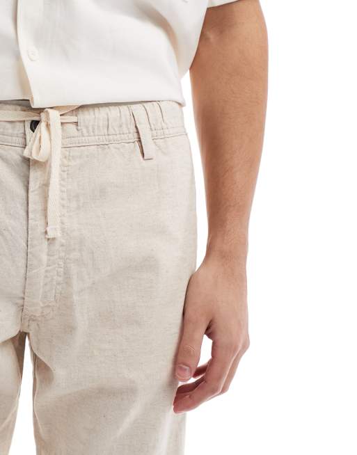 Jack & Jones relaxed fit linen trouser in beige