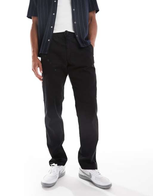 Jack & Jones relaxed fit linen pants in black