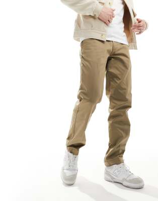 relaxed fit pleat front chinos in beige-Neutral