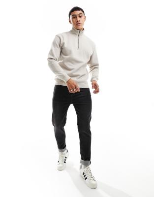 Shop Jack & Jones Relaxed Fit Quarter Zip Sweatshirt-neutral