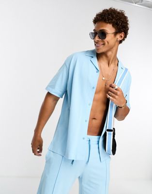 Jack & Jones relaxed fit shirt co-ord in light blue - ASOS Price Checker