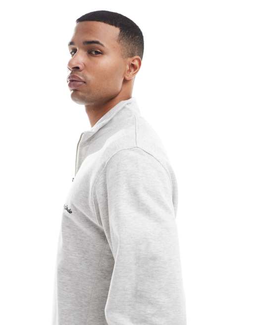 Jack & Jones – Relaxed Fit Sweatshirt in meliertem Grau mit kurzem Reißverschluss, 4 von 5