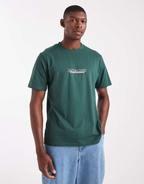 Jack & Jones – Relaxed-Fit-T-Shirt in Grün mit Logo vorne - view 1