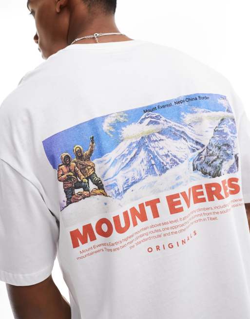 Jack & Jones relaxed fit T-shirt with Everest back print in white | ASOS