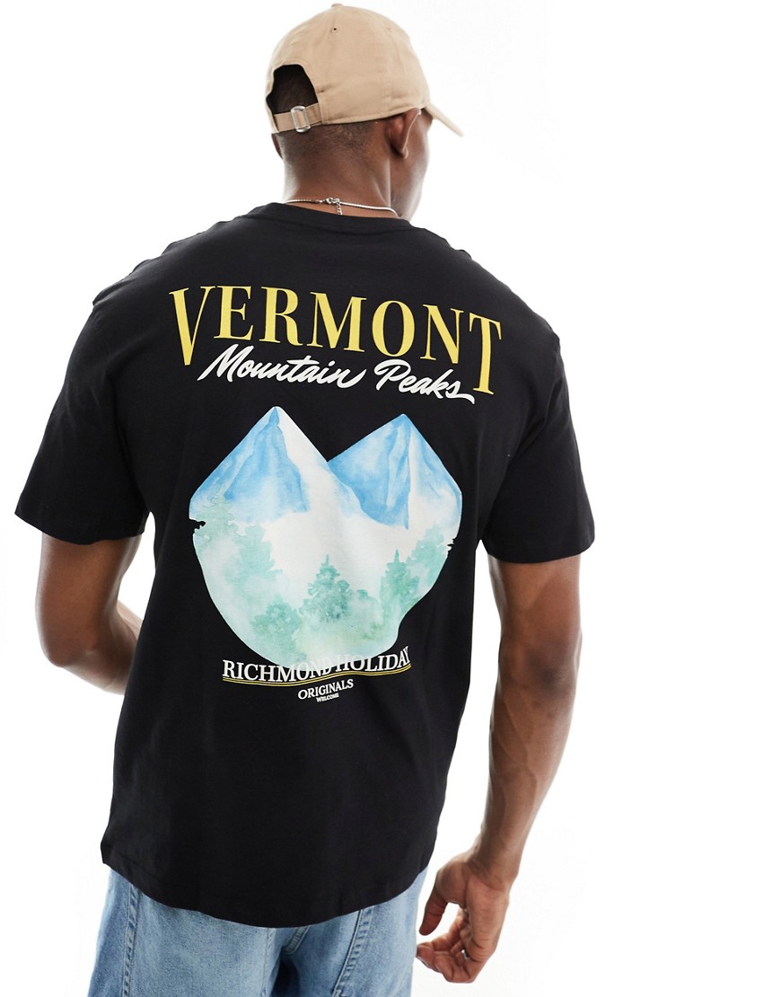 Jack & Jones relaxed fit t-shirt with Vermont back print in black