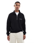 [Jack & Jones] Jack & Jones relaxed quarter-zip sweatshirt in black S Black