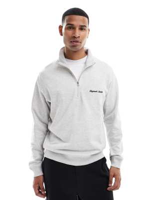 relaxed quarter zip sweatshirt in heather gray