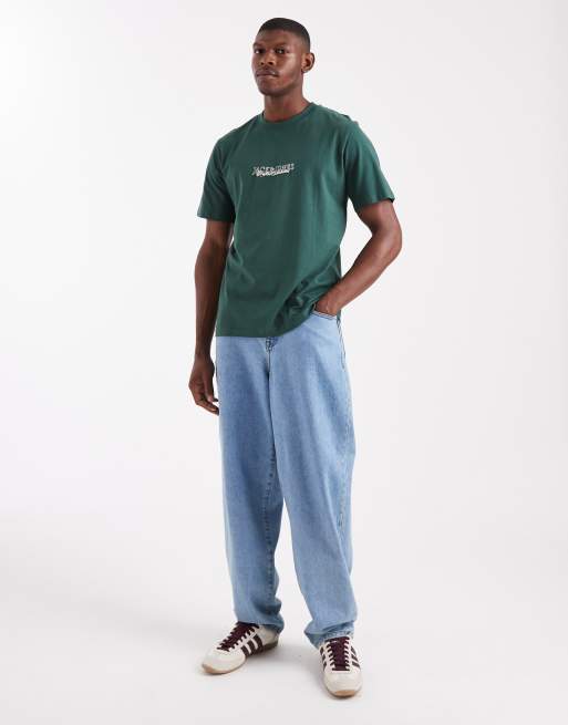 Jack & Jones relaxed t-shirt with front logo in green, 2 of 5