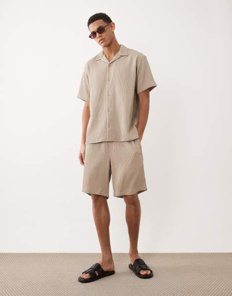 Jack & Jones resort shirt and shorts set in beige - view 1