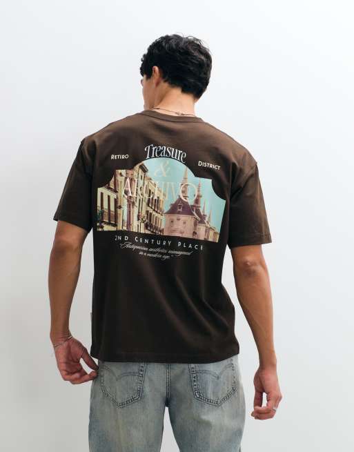 Jack & Jones - Retiro District - T-shirt marrone con stampa sul retro, 5 di 5
