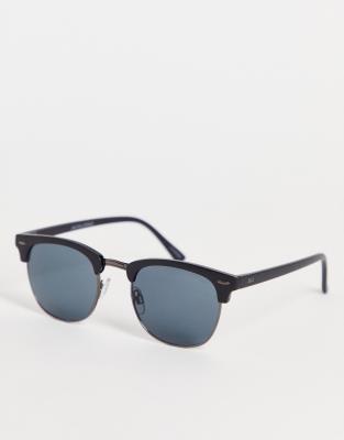 Jack & Jones Jack & Jones retro frame sunglasses in black