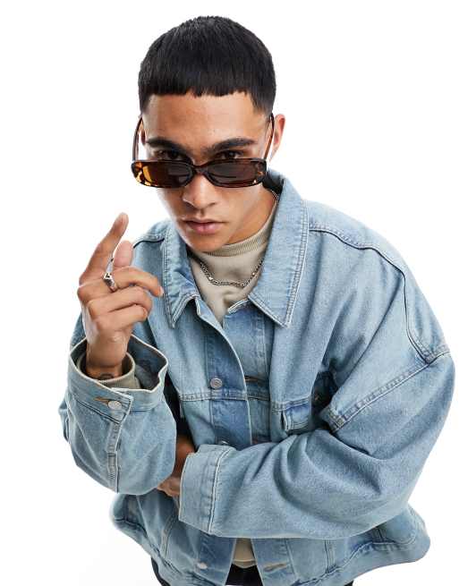 Jack & Jones retro rectangle tortoiseshell sunglasses with brown lens, 2 of 4
