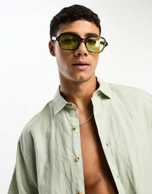 Jack & Jones retro square sunglasses in brown  - ASOS Price Checker
