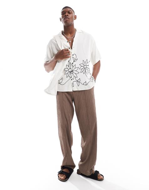 Jack & Jones revere collar floral sketch print shirt in white - view 1