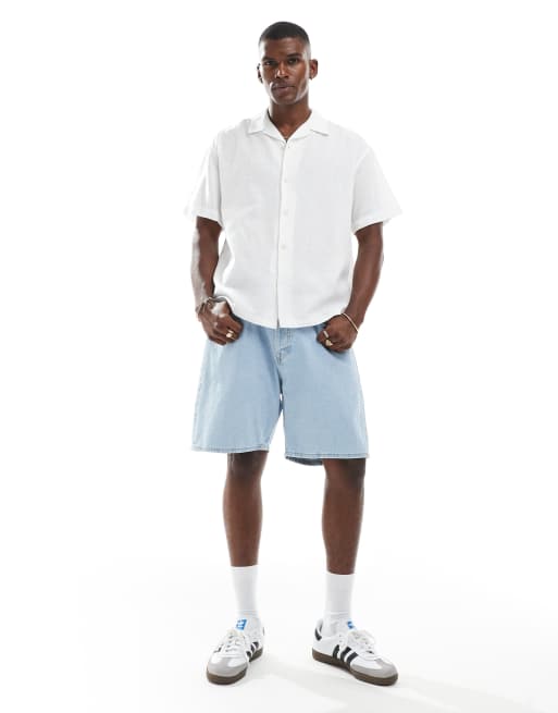 Jack & Jones revere collar linen mix shirt in white, 2 of 4