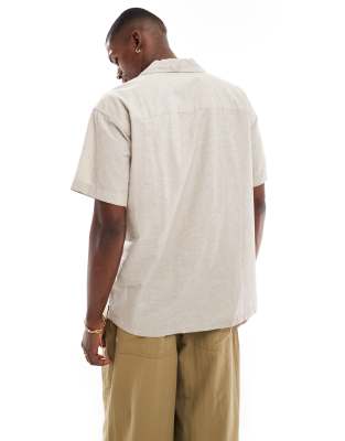 Shop Jack & Jones Revere Collar Linen Shirt