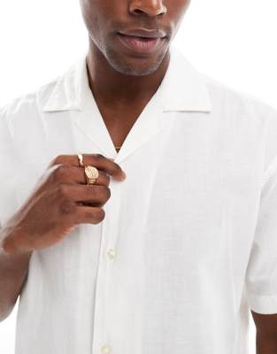 Jack & Jones revere collar linen shirt in white