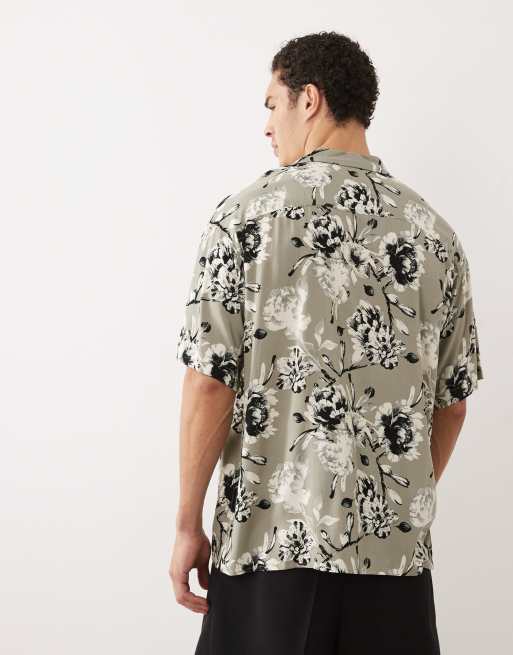 Jack & Jones revere collar shirt with floral print in green, 5 of 5