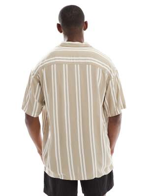 JACK & JONES REVERE COLLAR STRIPED SHORT SLEEVE SHIRT