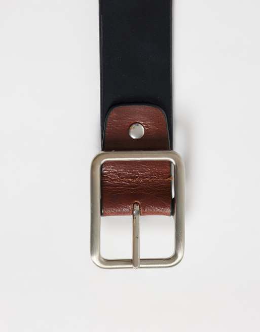 Jack & Jones reversible leather belt in black and brown, 3 of 3