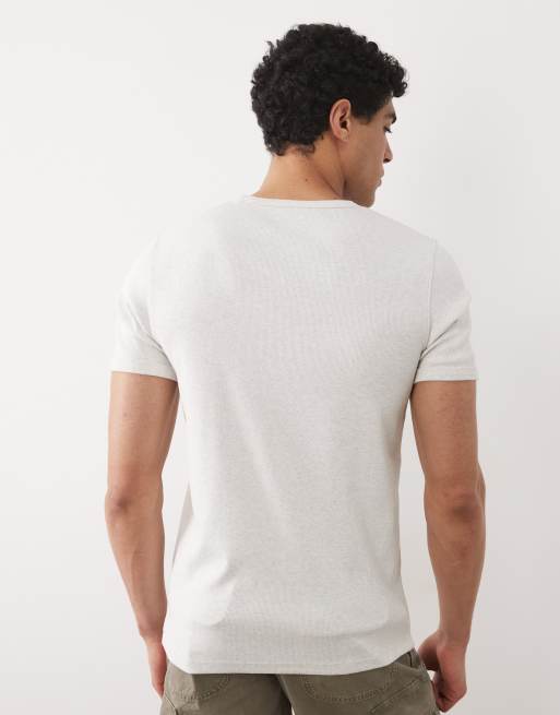 Jack & Jones rib regular t-shirt in grey, 4 of 5