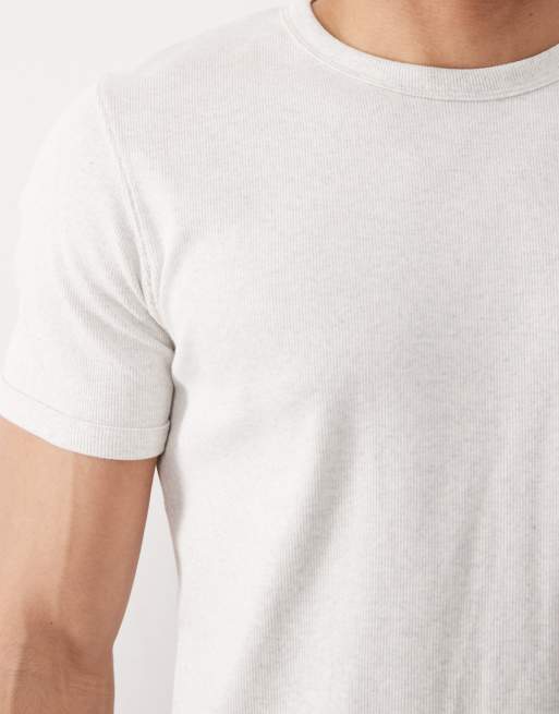 Jack & Jones rib regular t-shirt in grey, 5 of 5